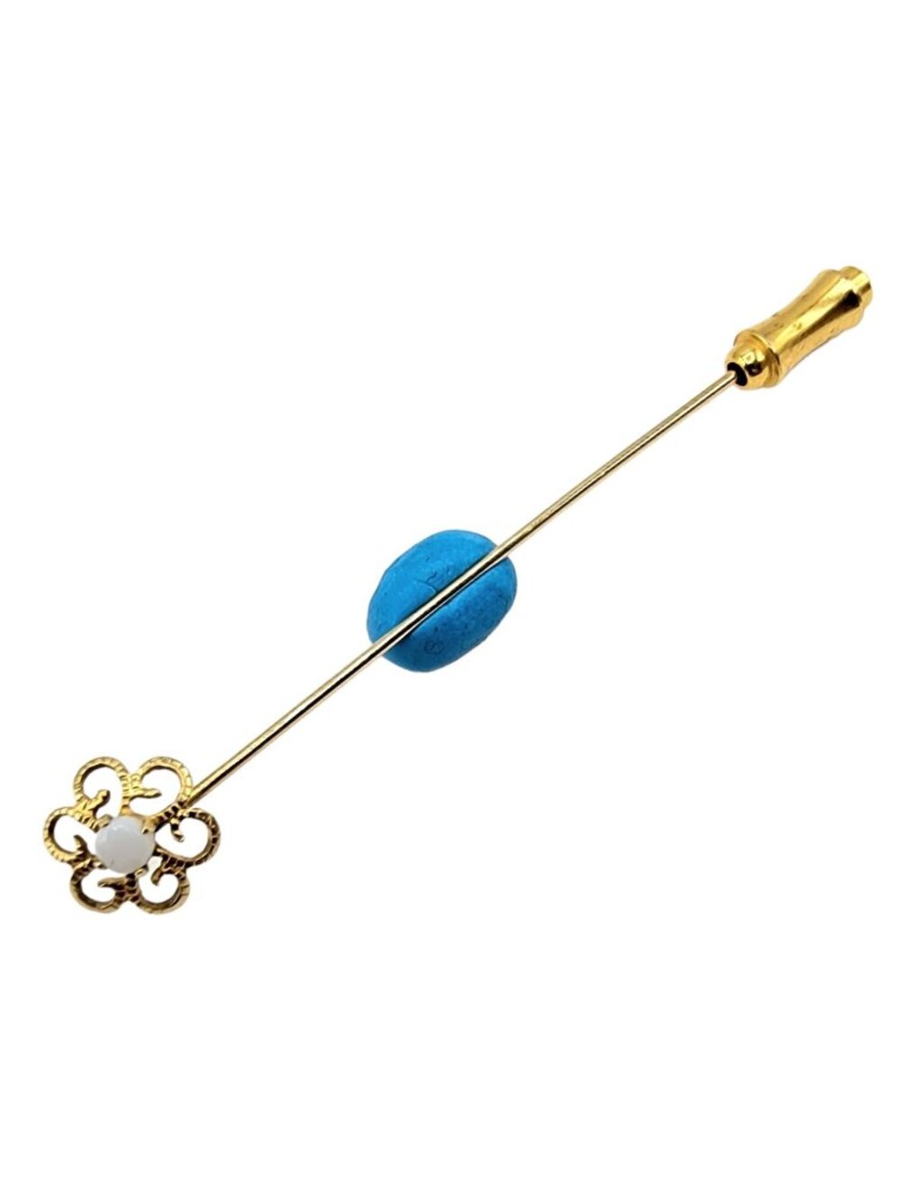 Gold Tone Opal Stick Lapel Pin